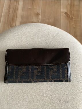 Fendi Brown and Black Logo Continental Wallet